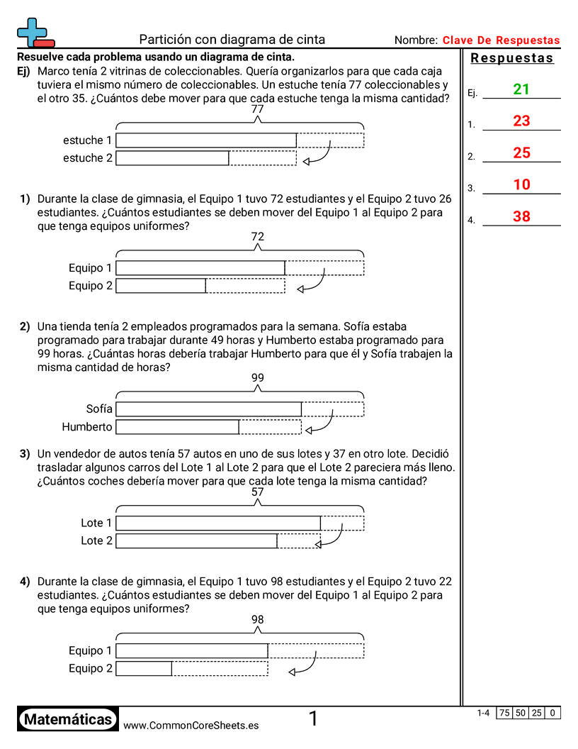 Repartir con diagrama de cinta worksheet preview