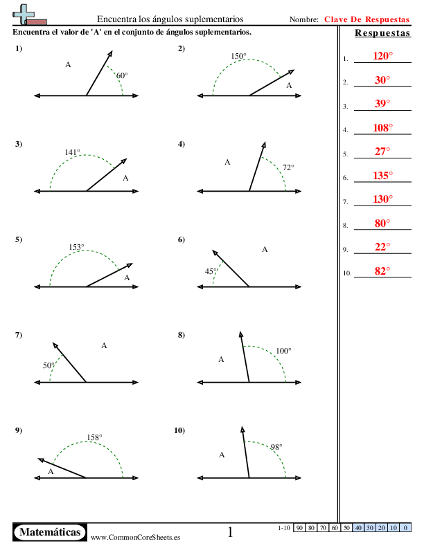  - encuentra-los-angulos-suplementarios worksheet