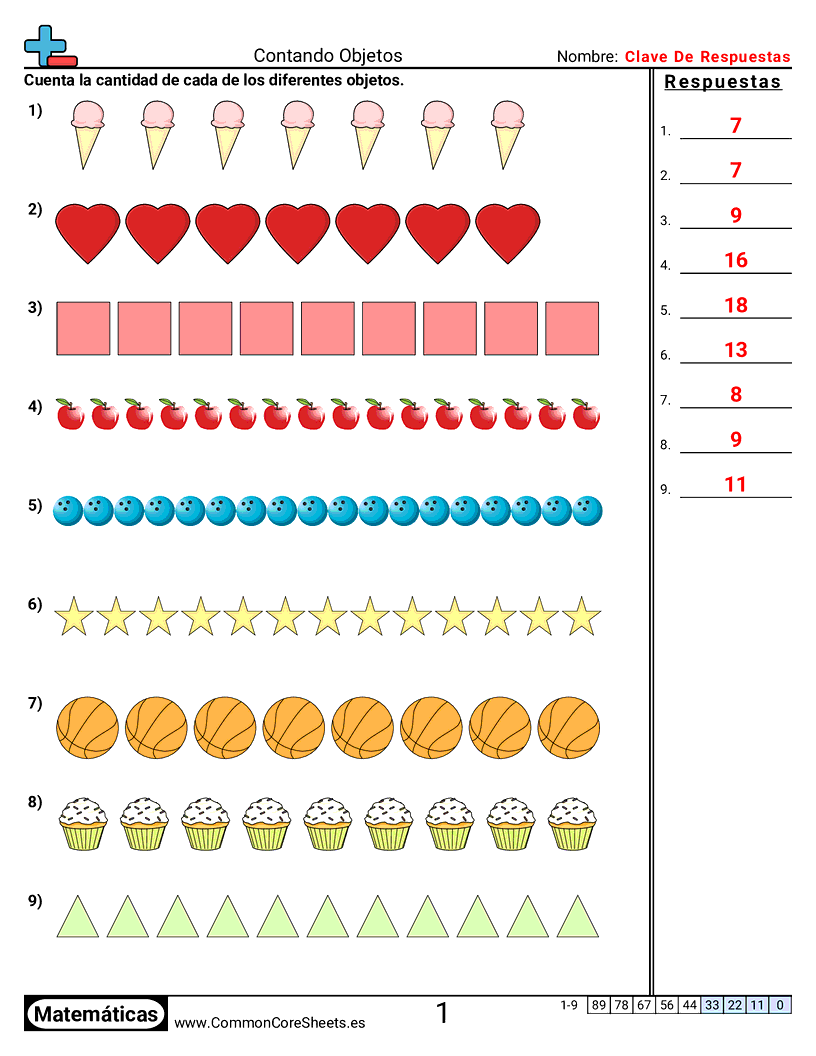 Contar filas worksheet preview