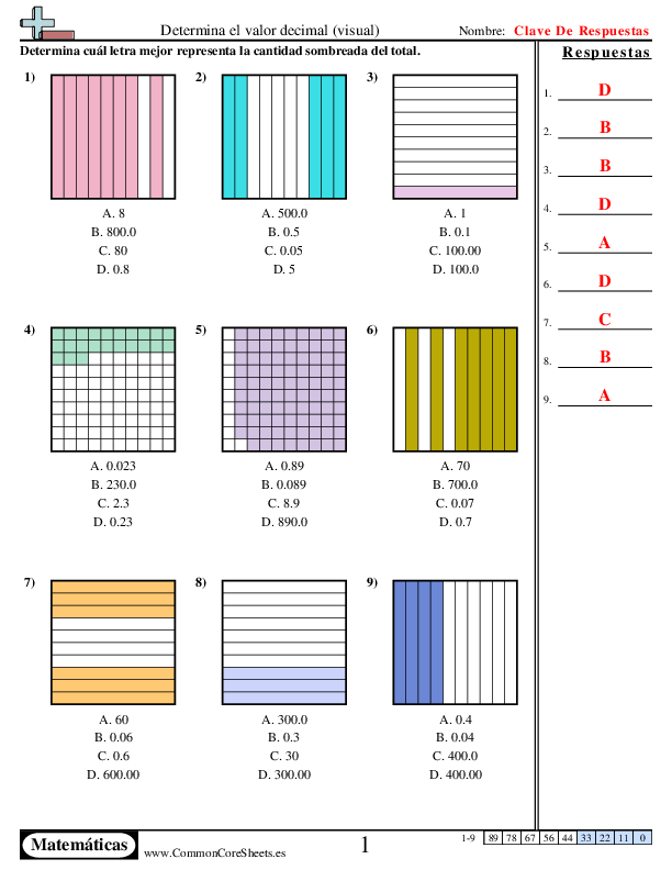  - decimas-y-centesimas-opcion-multiple worksheet