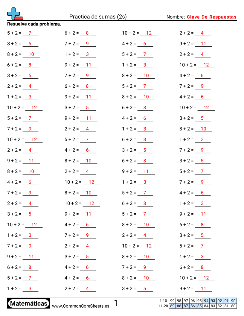 Ejercicios de sumas - 2-tablas-horizontal worksheet