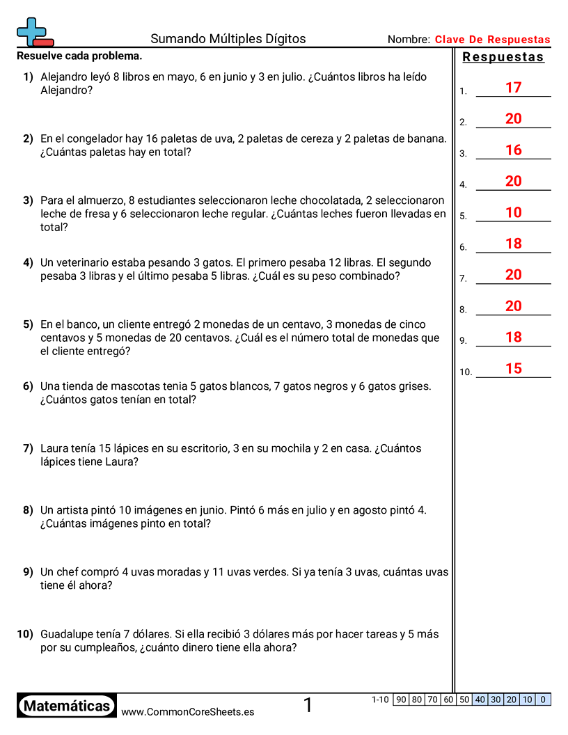 Ejercicios de sumas - 3-sumandos-menores-que-20-problemas-de-palabras worksheet