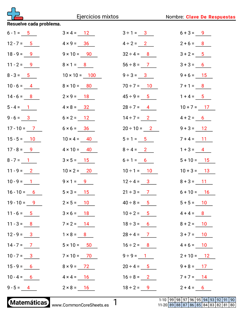 Ejercicios mixtos worksheet preview