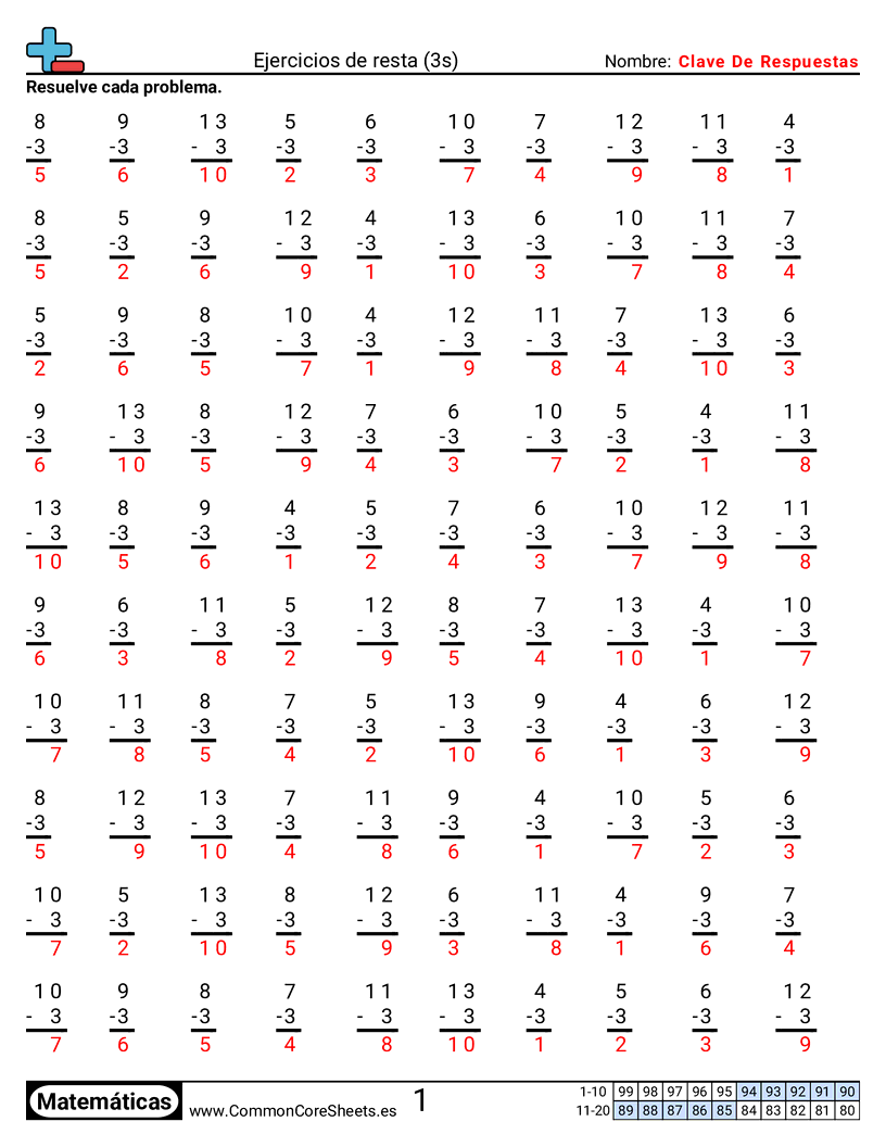 Ejercicios  de ejercicios de matemáticas - 3 (tablas) worksheet