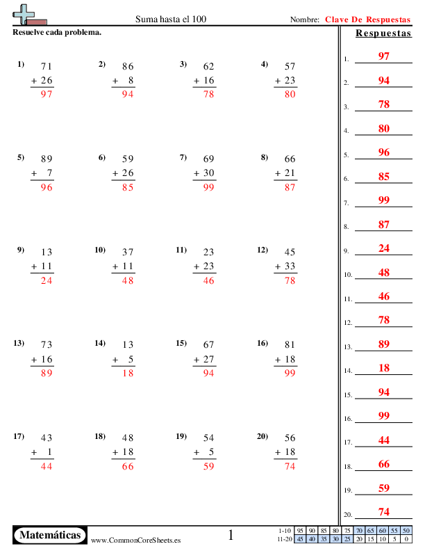  - suma-hasta-100 worksheet