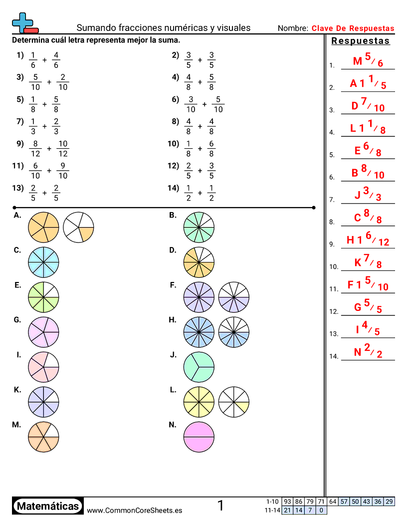 Ejercicios  de fracciones - sumar-fracciones-numerico-y-visual worksheet