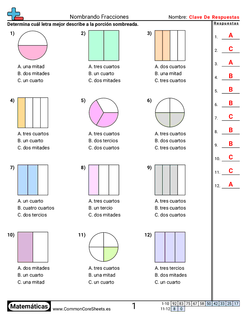 Ejercicios  de fracciones - nombrar-fracciones worksheet