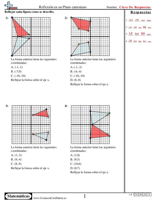  - reflejando-en-un-plano-de-coordenadas worksheet