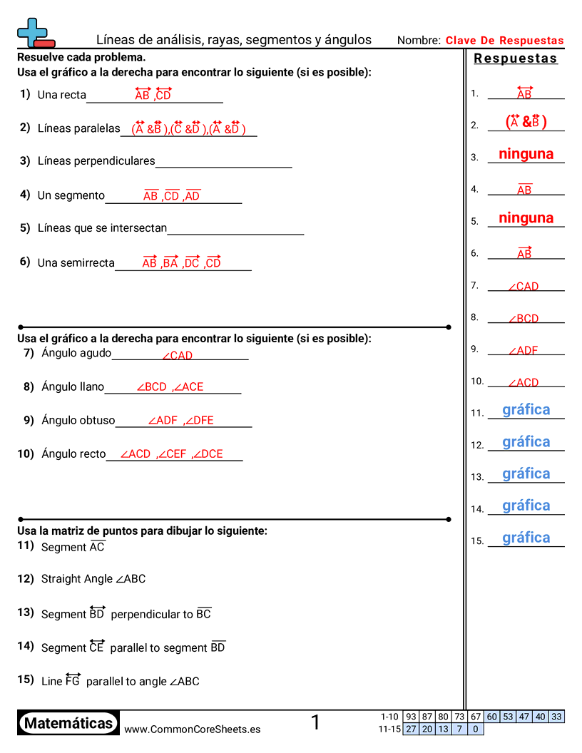 Ejercicios  de líneas - analizar-lineas-rayos-segmentos-y-angulos worksheet