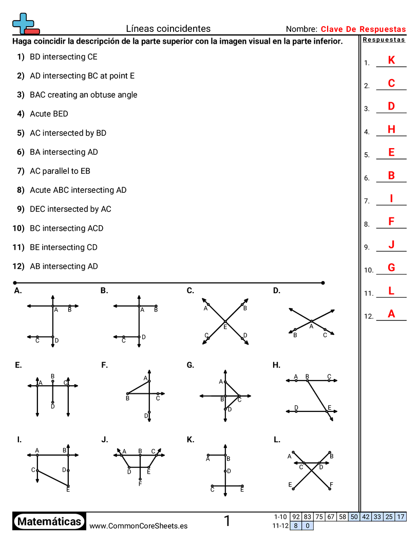 Ejercicios  de líneas - emparejar-lineas worksheet