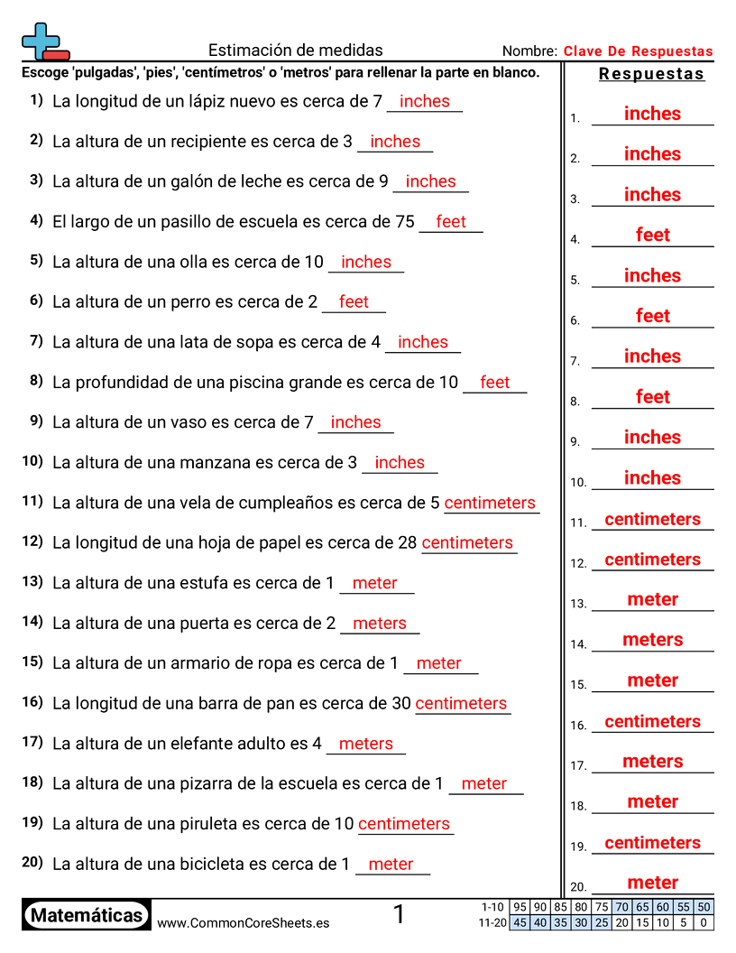 Estimación de medidas (problemas de palabras) worksheet preview