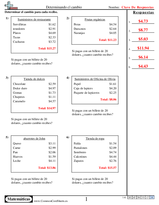  - recibir-cambio worksheet