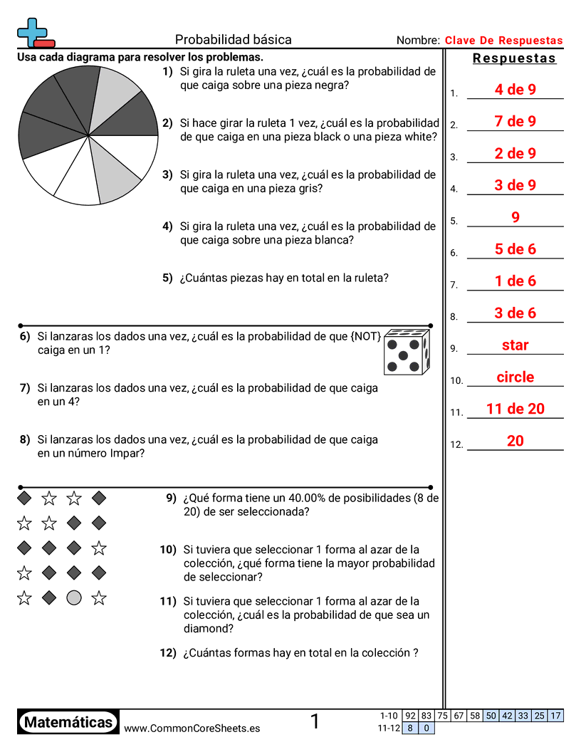 Probabilidad básica worksheet preview