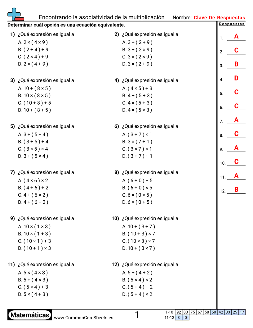 Ejercicios  de propiedades  - encontrar-la-propiedad-asociativa-de-la-multiplicacion worksheet