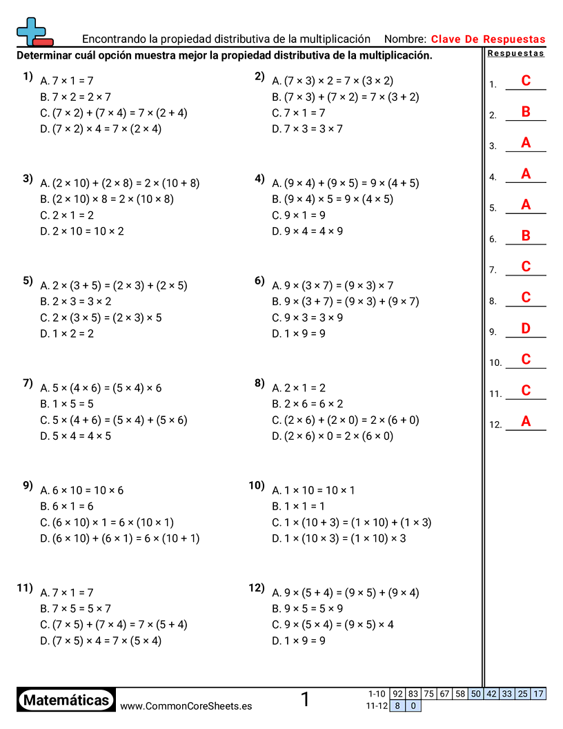 Ejercicios  de propiedades  - propiedad-distributiva worksheet