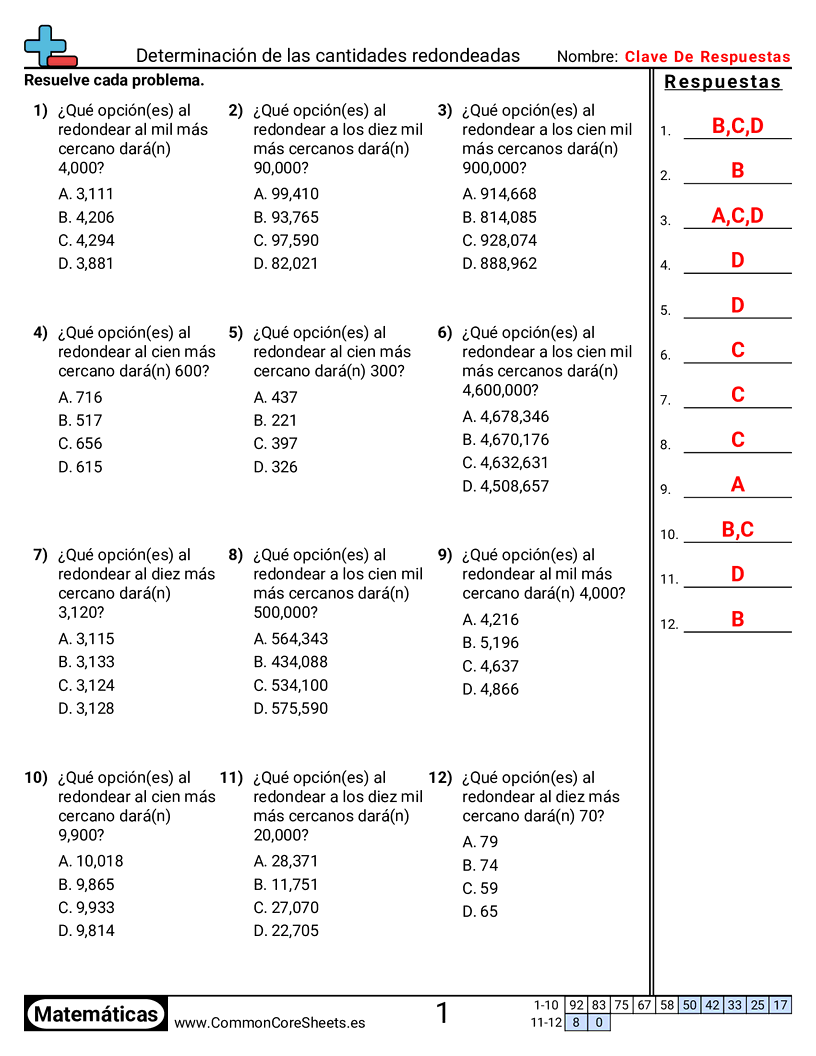 Ejercicios  de redondeo - determinar-cantidades-de-redondeo worksheet