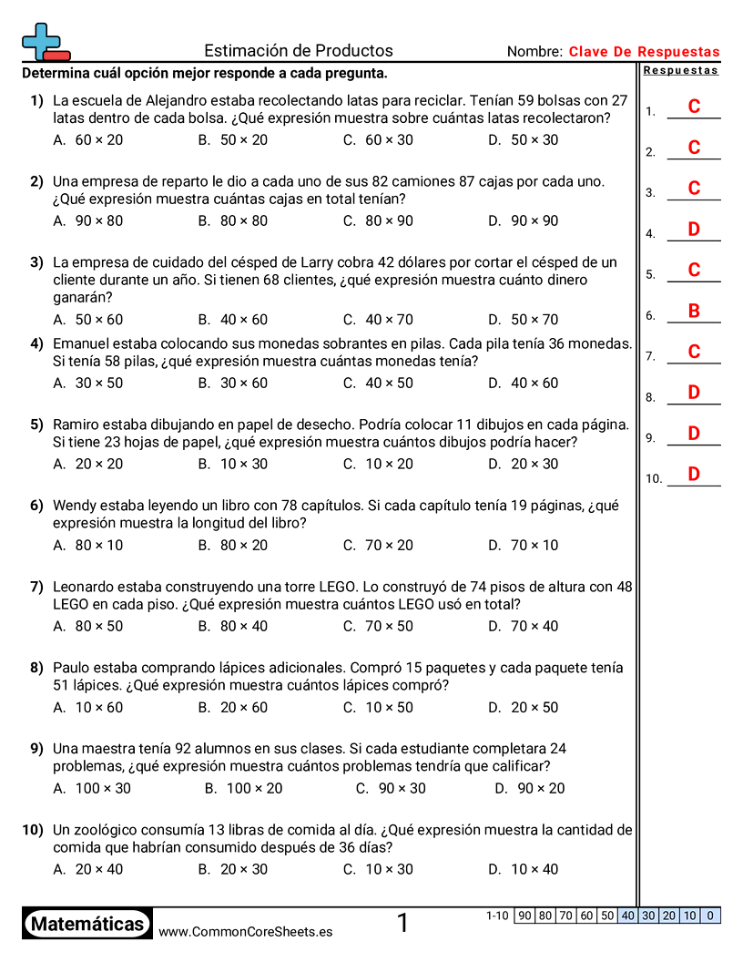 Ejercicios  de redondeo - estimar-productos-x worksheet