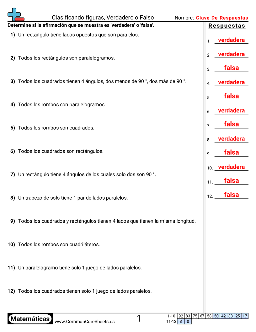 Clasificar figuras (verdadero o falso) worksheet preview