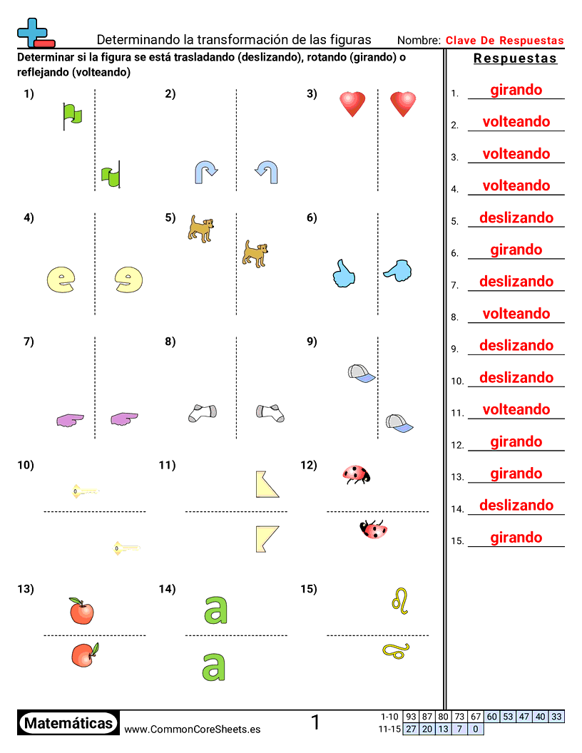 Rotar, reflejar y trasladar worksheet preview