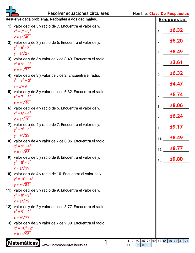 Resolver ecuaciones de circunferencia worksheet preview
