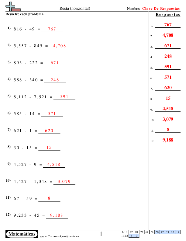  - resta-horizontal worksheet