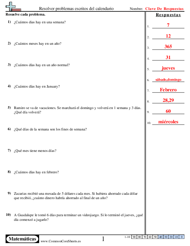  - resolver-problemas-escritos-del-calendario worksheet