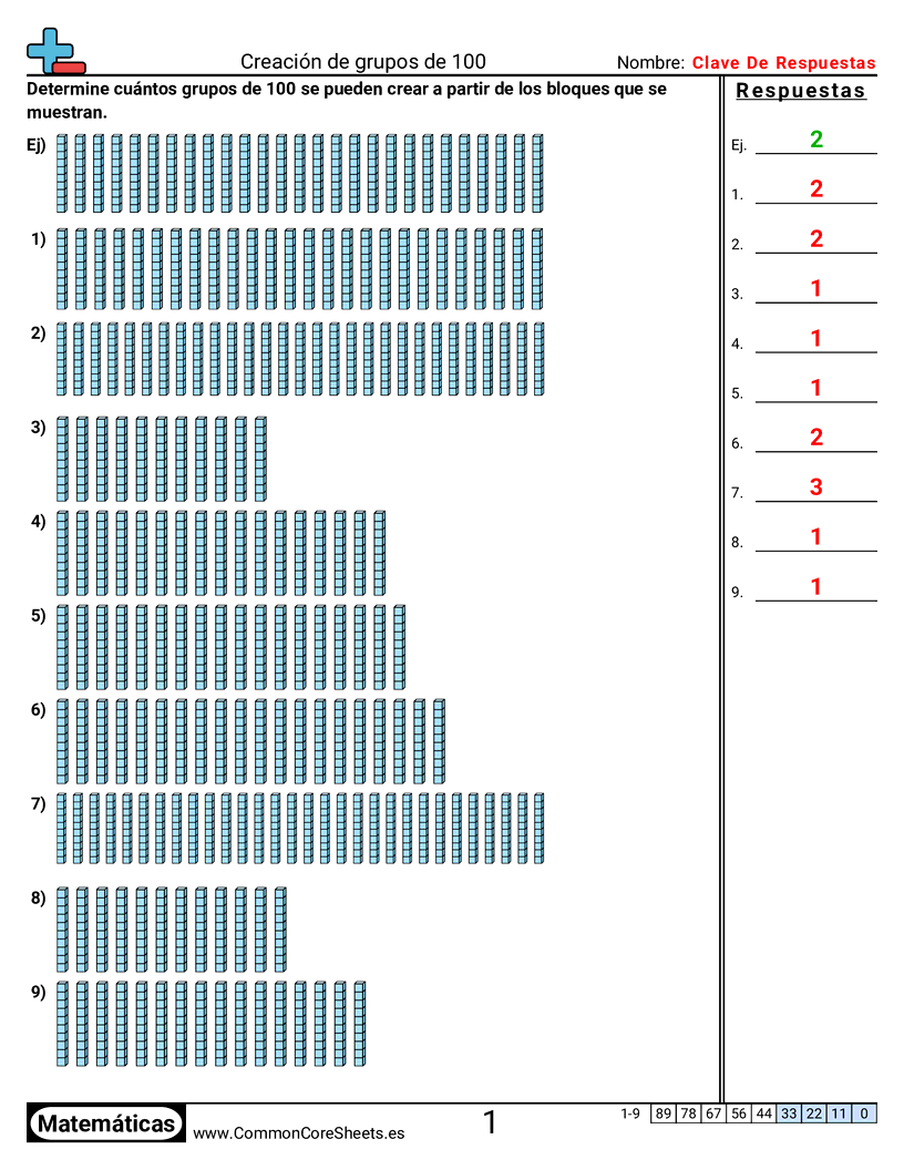 Crear grupos de 100 worksheet preview