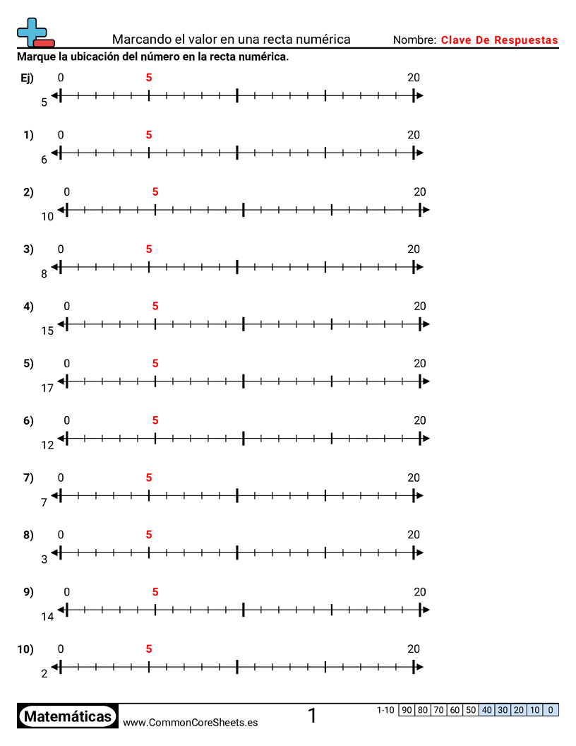Marcar valor en una recta numérica worksheet preview